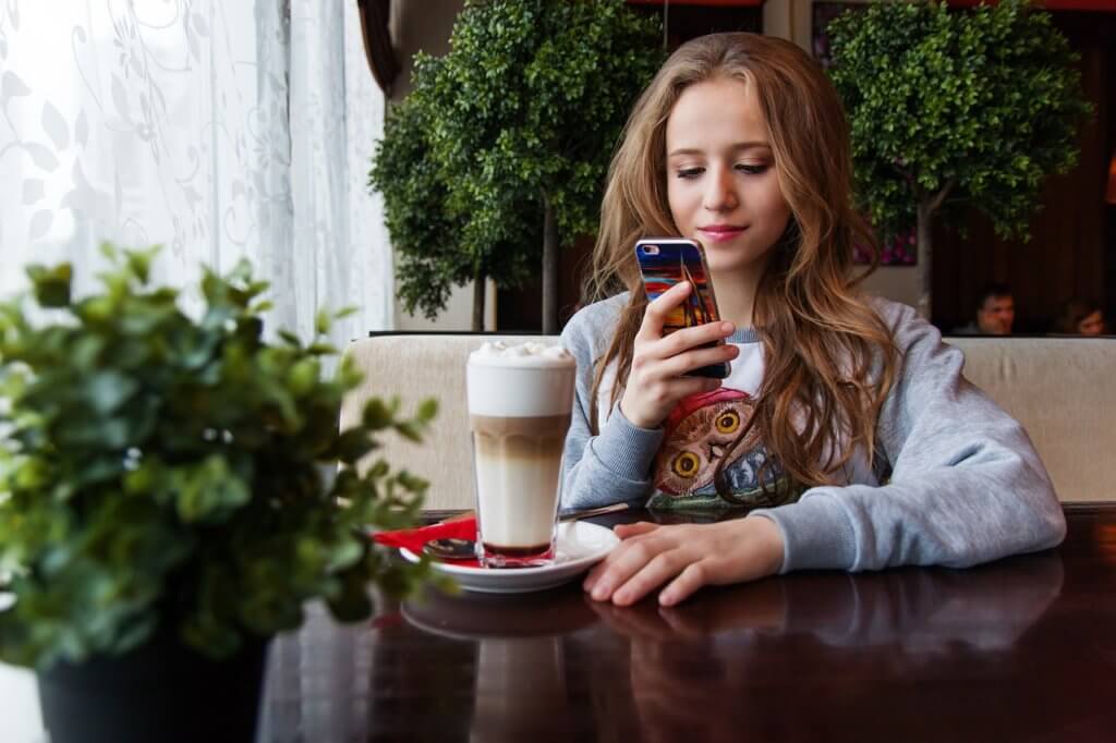 Woman checking her phone