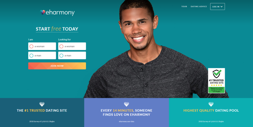 eHarmony homepage
