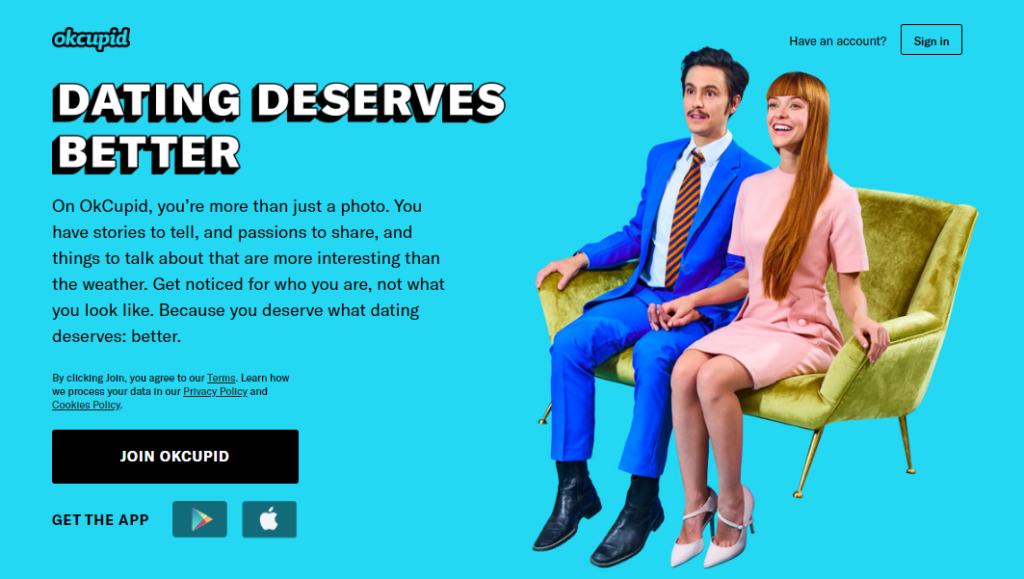 OkCupid homepage